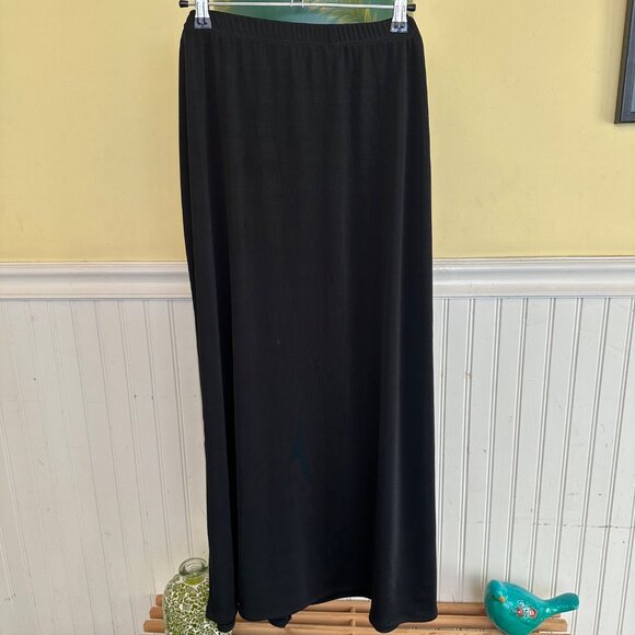 Lord & Taylor Vintage 90s Black Maxi Skirt stretch waist pull on soft 2X - Picture 2 of 8